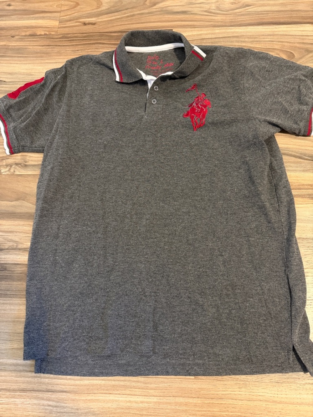 Polo Franky Max Gray Heather Pique Polo Shirt Men’s Size L Big Pony #9